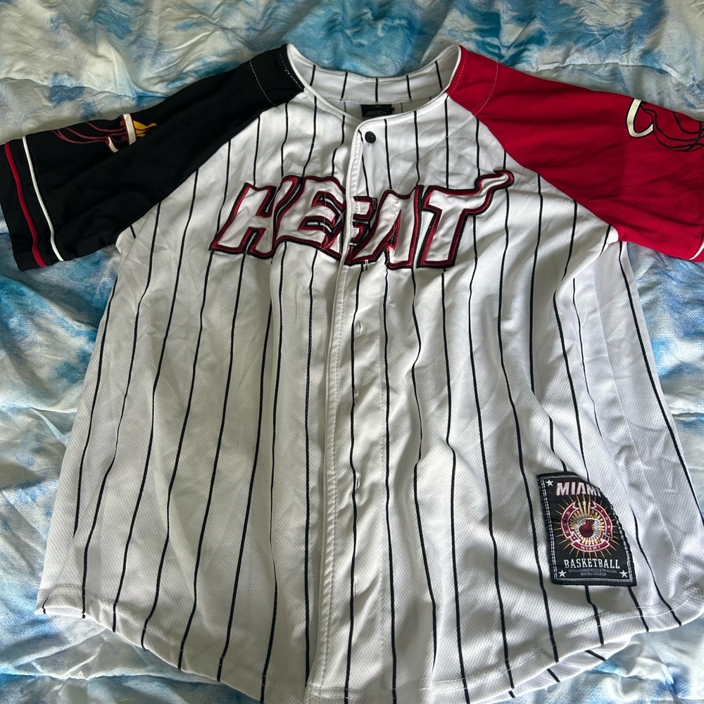 NBA Miami Heat Striped Jersey - Black, Red, White